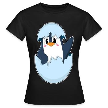 Pinguin Eierschale - Frauen T-Shirt - Schwarz - Vorne - AI Model Female 172 dark (172cm)