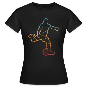 Fußballer Silhouette Fußballtrainer Fußballspieler - Frauen T-Shirt - Schwarz - Vorne - AI Model Female 172 dark (172cm)