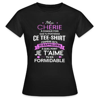 Ma chérie je t'aime tu es formidable cadeau couple - T-shirt Femme - noir - Devant - AI Model Female 172 dark (172cm)
