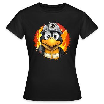 Brigade de pompiers Penguin - T-shirt Femme - noir - Devant - AI Model Female 172 dark (172cm)