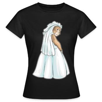 Singe Voile de mariée Mariage - T-shirt Femme - noir - Devant - AI Model Female 172 dark (172cm)