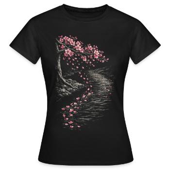 Cherry Blossom Sakura Cherry Blossom - Women's T-Shirt - black - Front - AI Model Female 172 dark (172cm)