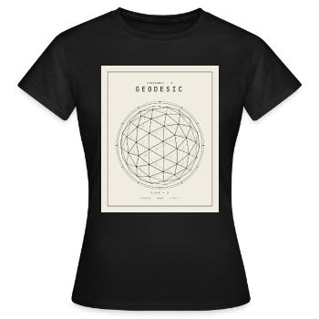 Geodesian Sphere Geometry Pattern - Women's T-Shirt - black - Front - AI Model Female 172 dark (172cm)