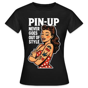 Pin-Up Never Goes Out of Style – 50s Retro - Women's T-Shirt - black - Front - AI Model Female 172 dark (172cm)