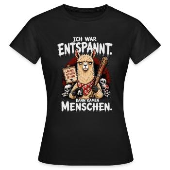 Ich War Entspannt Dann Kamen Menschen Lama - Frauen T-Shirt - Schwarz - Vorne - AI Model Female 172 dark (172cm)