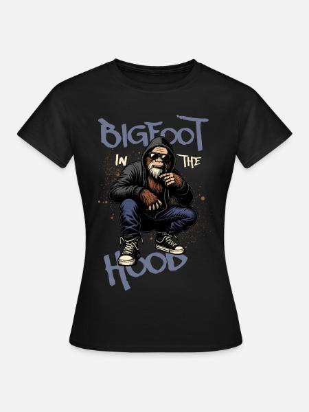 BIGFOOT IN THE HOOD - Frauen T-Shirt - Schwarz