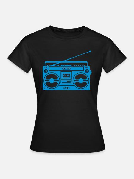 Ghettoblaster Retro - Frauen T-Shirt - Schwarz