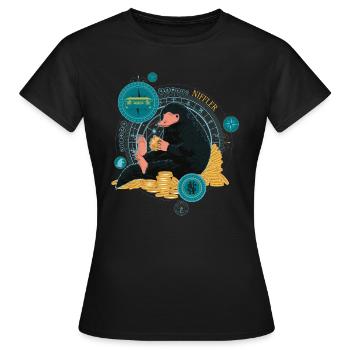 Phantastische Tierwesen Niffler Münzen - Frauen T-Shirt - Schwarz - Vorne - AI Model Female 172 dark (172cm)