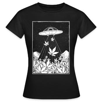 Un Alien DMT récolte de la Weed - T-shirt Femme - noir - Devant - AI Model Female 172 dark (172cm)
