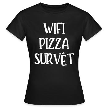 wifi pizza survêt - T-shirt Femme - noir - Devant - AI Model Female 172 dark (172cm)