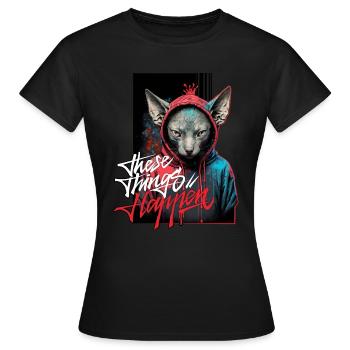 Graffiti de chat Sphinx - T-shirt Femme - noir - Devant - AI Model Female 172 dark (172cm)