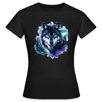 Wolf Nebula Galaxy Northern Lights - Women's T-Shirt - black - Front - AI Model Female 172 dark (172cm)