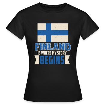 Finland - Women's T-Shirt - black - Front - AI Model Female 172 dark (172cm)