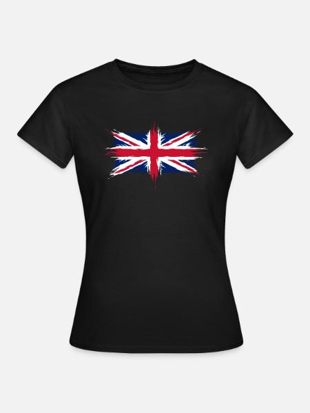 Union Jack British Flag Brush Style - Women's T-Shirt - black