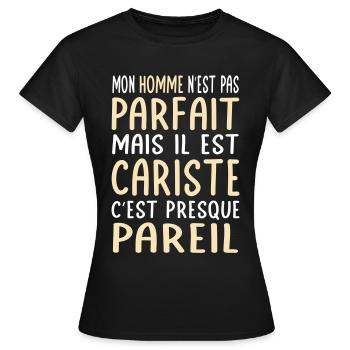 Mon homme n'est pas parfait mais il est cariste - T-shirt Femme - noir - Devant - AI Model Female 172 dark (172cm)