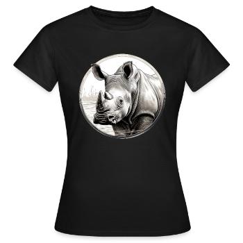 Nashorn - Frauen T-Shirt - Schwarz - Vorne - AI Model Female 172 dark (172cm)