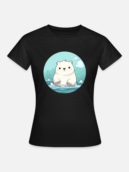 süßer kleiner Eisbär - Frauen T-Shirt - Schwarz