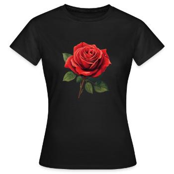 rote rose - Frauen T-Shirt - Schwarz - Vorne - AI Model Female 172 dark (172cm)