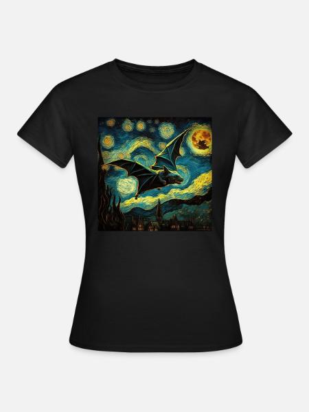 Fledermaus, van gogh, sternennacht, tier - Frauen T-Shirt - Schwarz