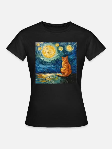 Chat, Motif De Chat - T-shirt Femme - noir
