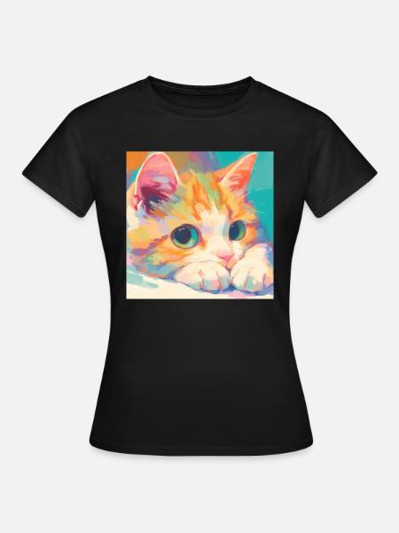 Cat, Cat Motif - Women's T-Shirt - black