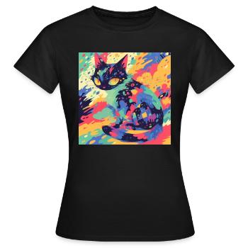 Cat, Cat Motif - Women's T-Shirt - black - Front - AI Model Female 172 dark (172cm)