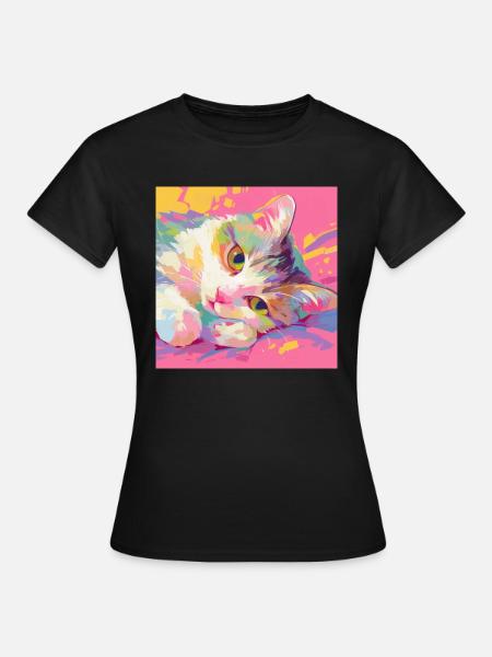 Cat, Cat Motif - Women's T-Shirt - black