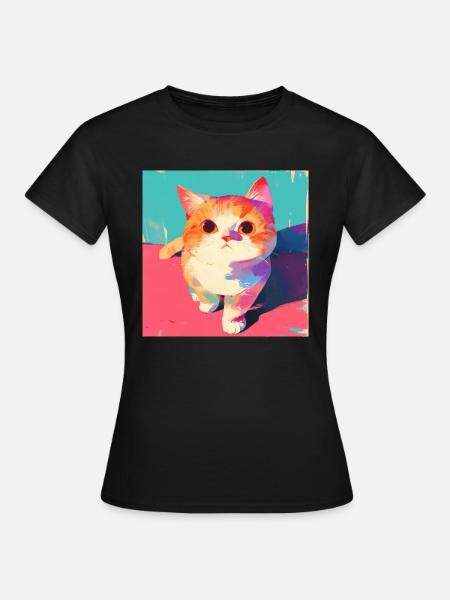 Cat, Cat Motif - Women's T-Shirt - black