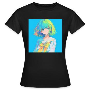 Anime, Écolière, Waifu, Japon - T-shirt Femme - noir - Devant - AI Model Female 172 dark (172cm)