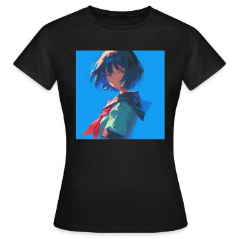 Anime, Écolière, Waifu, Japon - T-shirt Femme - noir - Devant - AI Model Female 172 dark (172cm)