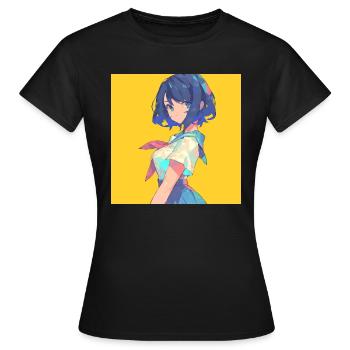 Anime, Écolière, Waifu, Japon - T-shirt Femme - noir - Devant - AI Model Female 172 dark (172cm)