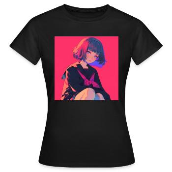 Anime, Écolière, Waifu, Japon - T-shirt Femme - noir - Devant - AI Model Female 172 dark (172cm)