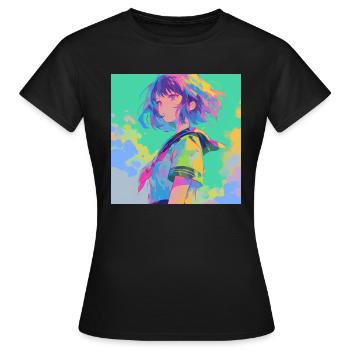 Anime, Écolière, Waifu, Japon - T-shirt Femme - noir - Devant - AI Model Female 172 dark (172cm)