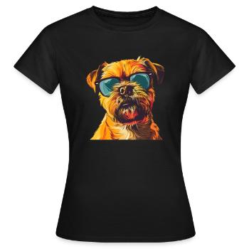 Griffon Bruxellois, Griffon Brussles, Chien - T-shirt Femme - noir - Devant - AI Model Female 172 dark (172cm)