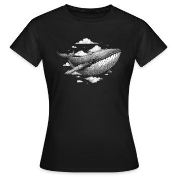 Walfisch fliegt über den Wolken - Frauen T-Shirt - Schwarz - Vorne - AI Model Female 172 dark (172cm)