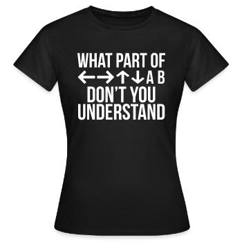 Lustige Video Gaming Gamer Tasten T-Shirt - Frauen T-Shirt - Schwarz - Vorne - AI Model Female 172 dark (172cm)