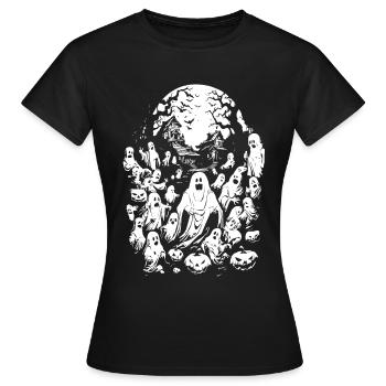 Conception d’Halloween de maison hantée - T-shirt Femme - noir - Devant - AI Model Female 172 dark (172cm)