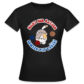 Wolle Katze Frauen lustiger Spruch - Frauen T-Shirt - Schwarz - Vorne - AI Model Female 172 dark (172cm)