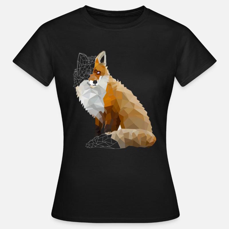 Polygon fox low poly Fox geometry gift idea - Women's T-Shirt - black