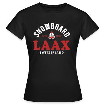 Laax Souvenir Ski- und Snowboard Resort Schweiz Alpen - Frauen T-Shirt - Schwarz - Vorne - AI Model Female 172 dark (172cm)