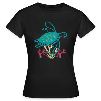 Meeresschildkröte Korallenriff - Frauen T-Shirt - Schwarz - Vorne - AI Model Female 172 dark (172cm)