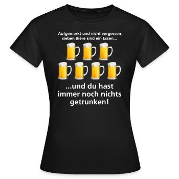 7 Beers Are A Food Drinking Shirt Drinking Game - Women's T-Shirt - black - Front - AI Model Female 172 dark (172cm)