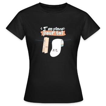 J'en pince pour toi - T-shirt Femme - noir - Devant - AI Model Female 172 dark (172cm)