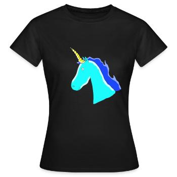 Einhorn Unicorn Geschenk Idee Blau Horn Schweif - Frauen T-Shirt - Schwarz - Vorne - AI Model Female 172 dark (172cm)