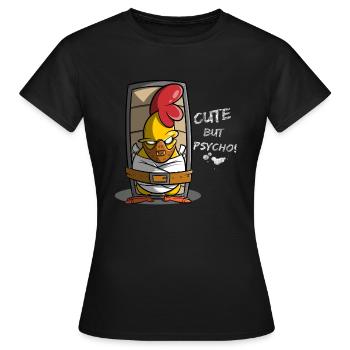 Cute but psycho, poulet en camisole de force, idée cadeau - T-shirt Femme - noir - Devant - AI Model Female 172 dark (172cm)