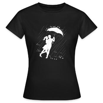 Liebespaar unter einem Regenschirm - Frauen T-Shirt - Schwarz - Vorne - AI Model Female 172 dark (172cm)