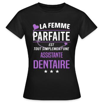 Assistante dentaire - T-shirt Femme - noir - Devant - AI Model Female 172 dark (172cm)