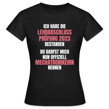 Mechatronikerin Ausbildung 2023 Prüfung bestanden - Frauen T-Shirt - Schwarz - Vorne - AI Model Female 172 dark (172cm)