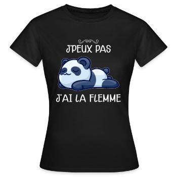 Panda humour je peux pas j'ai la flemme - T-shirt Femme - noir - Devant - AI Model Female 172 dark (172cm)