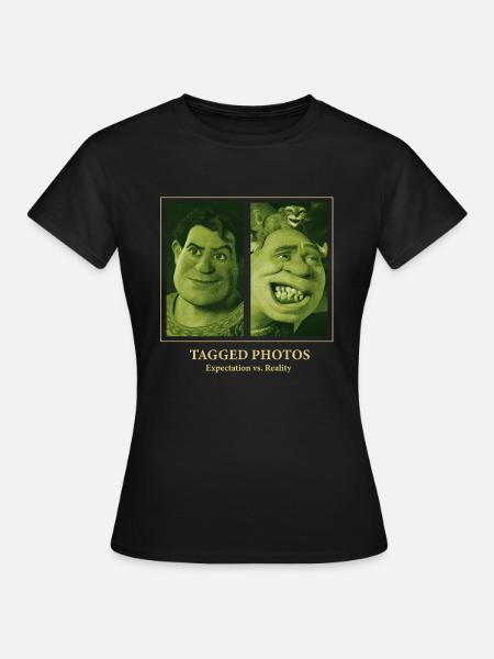 Shrek Design Expectation Vs. Reality Fotos Shrek - Dame-T-shirt - sort
